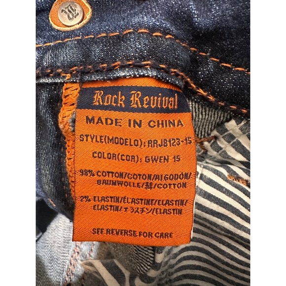 Rock Revival Bootcut Jeans Womens 29 Blue Gwen Boot Embroidered Cowgirl Western - Picture 11 of 16